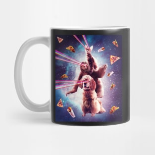 Laser Eyes Space Cat Riding Sloth, Dog - Rainbow Mug